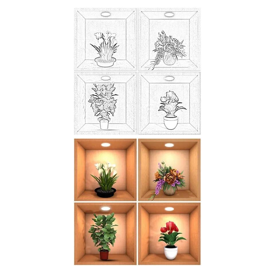 4 Pcs Wall Decor 3D Sticker Removable