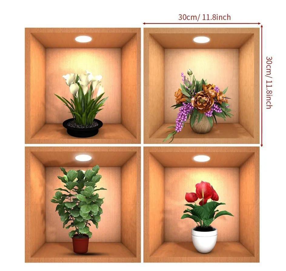 4 Pcs Wall Decor 3D Sticker Removable