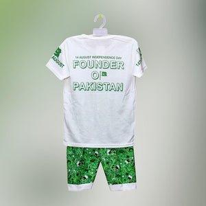 2 Pcs Boy's Cotton Lawn Printed Shirt And Shorts Set