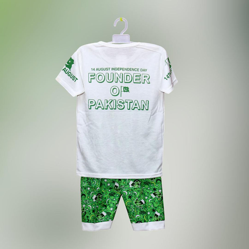 2 Pcs Boy's Cotton Lawn Printed Shirt And Shorts Set