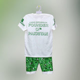 2 Pcs Boy's Cotton Lawn Printed Shirt And Shorts Set