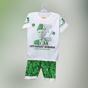 2 Pcs Boy's Cotton Lawn Printed Shirt And Shorts Set