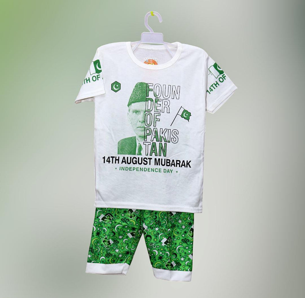 2 Pcs Boy's Cotton Lawn Printed Shirt And Shorts Set