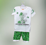 2 Pcs Boy's Cotton Lawn Printed Shirt And Shorts Set