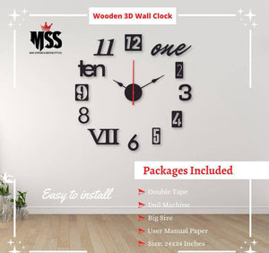 Analog Stylish 3D Art MDF Wall Clock