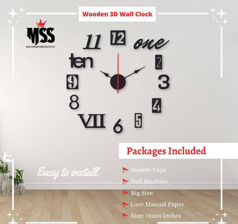 Analog Stylish 3D Art MDF Wall Clock